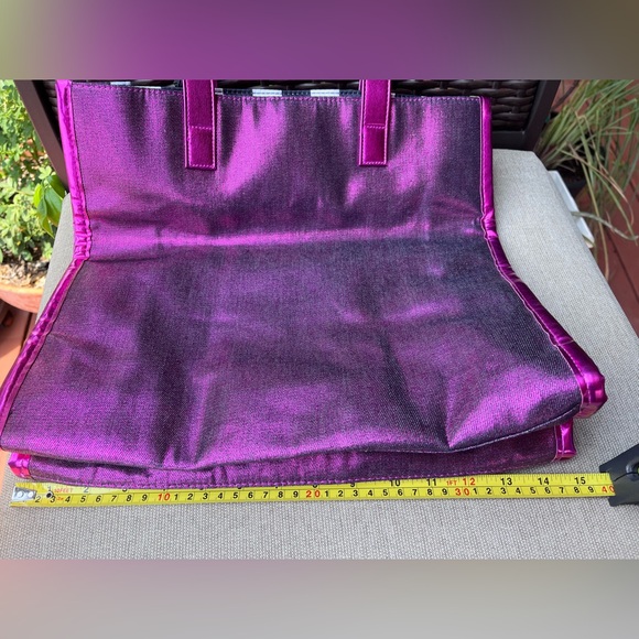 NWT Large Juicy Couture Bright Metallic Pink with Double Handles Tote Bag Sac - Picture 8 of 12
